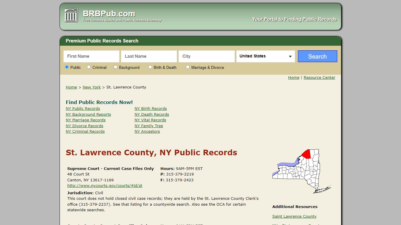St. Lawrence County, NY Public Records - BRB Pub